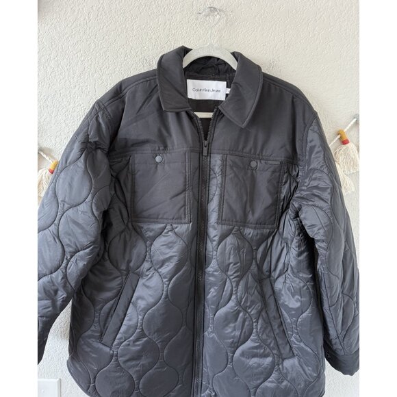 Calvin Klein Water Resistant Quilted Full Zip Shirt Jacket Puffer Outdoor Nylon - Picture 9 of 9